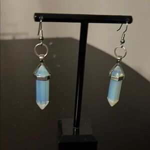 Opalescent Drop Earrings with Silver Accents